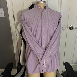 Polo Ralph Lauren Mens Big Shirt Cotton Purple Button Down Shirt Small